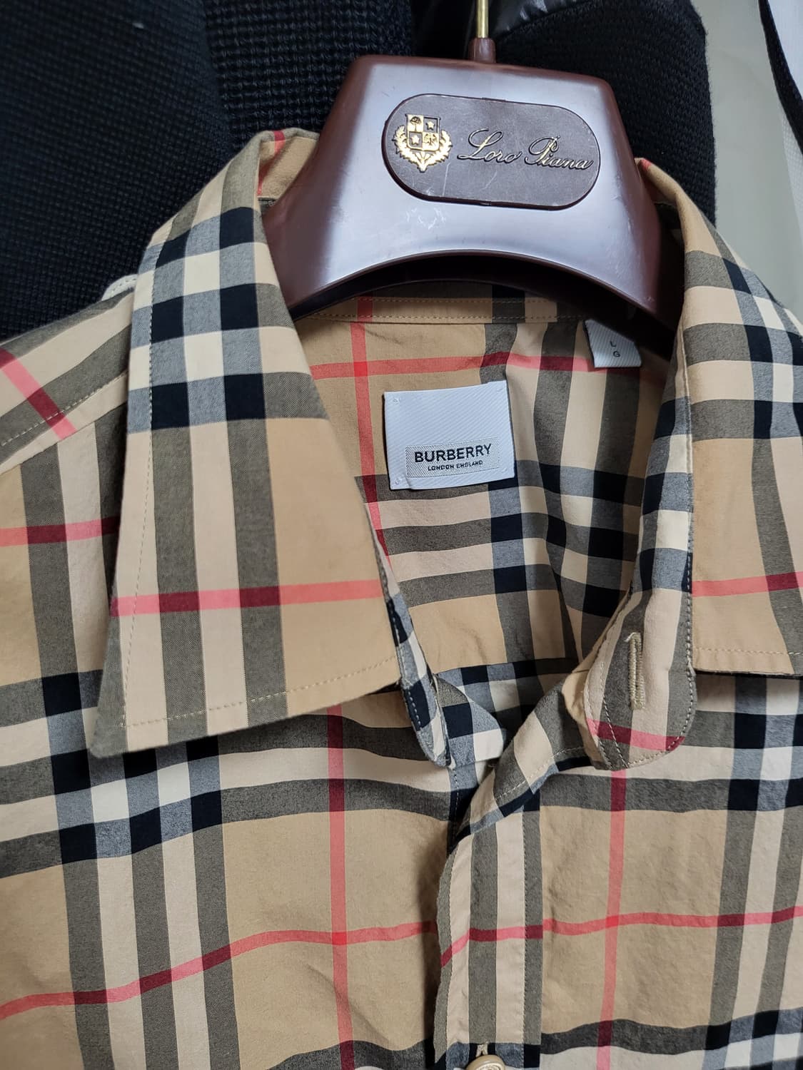 22SS 버버리 체크 코튼 포플린 셔츠 L 상품이미지4