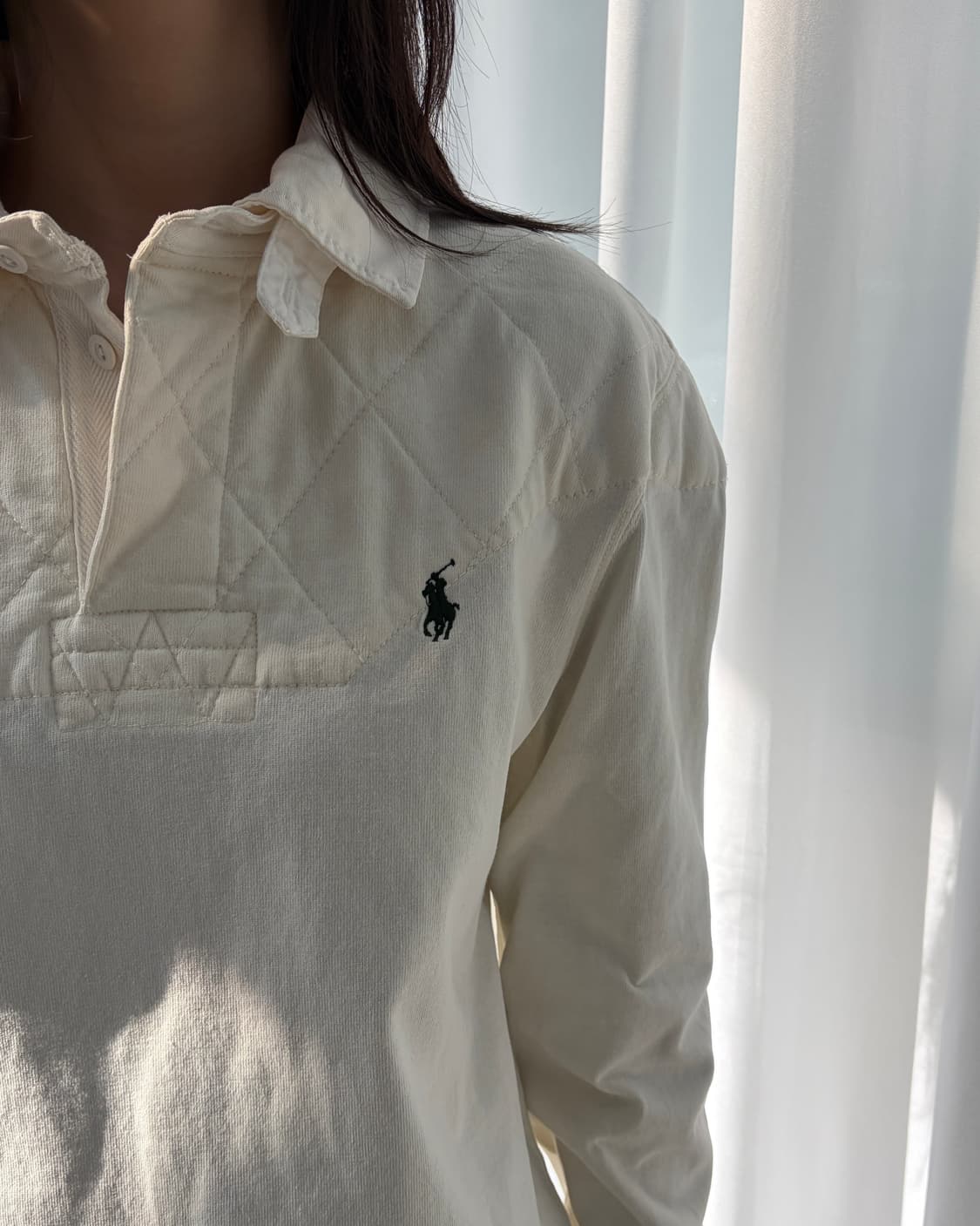 [M]폴로 랄프로렌 숄더 엘보 패치 크림 럭비 티셔츠 상품이미지4