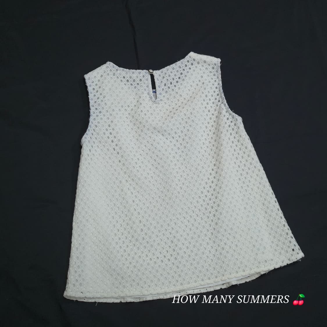 레트로걸 화이트 펀칭 레이스 민소매 블라우스 M 일본빈티지 아일렛 나시 상품이미지4