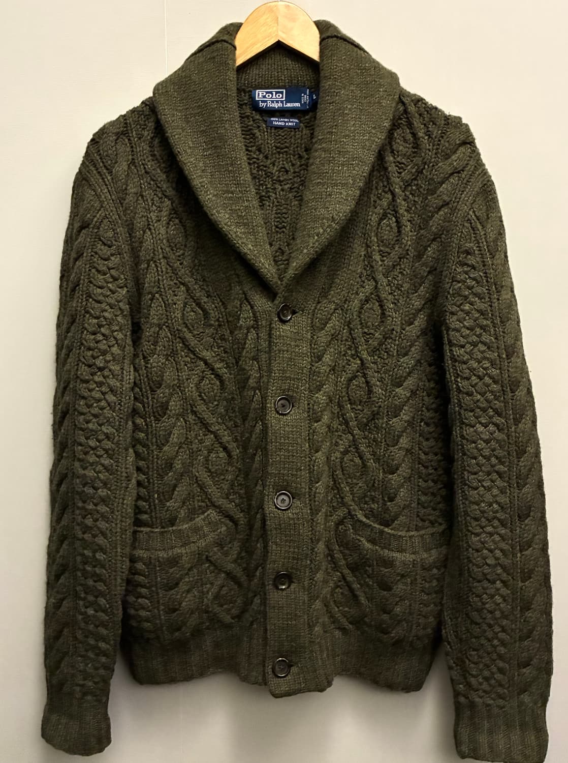 (L)00s 폴로랄프로렌 램스울 케이블 핸드니트 숄카라 가디건 상품이미지1