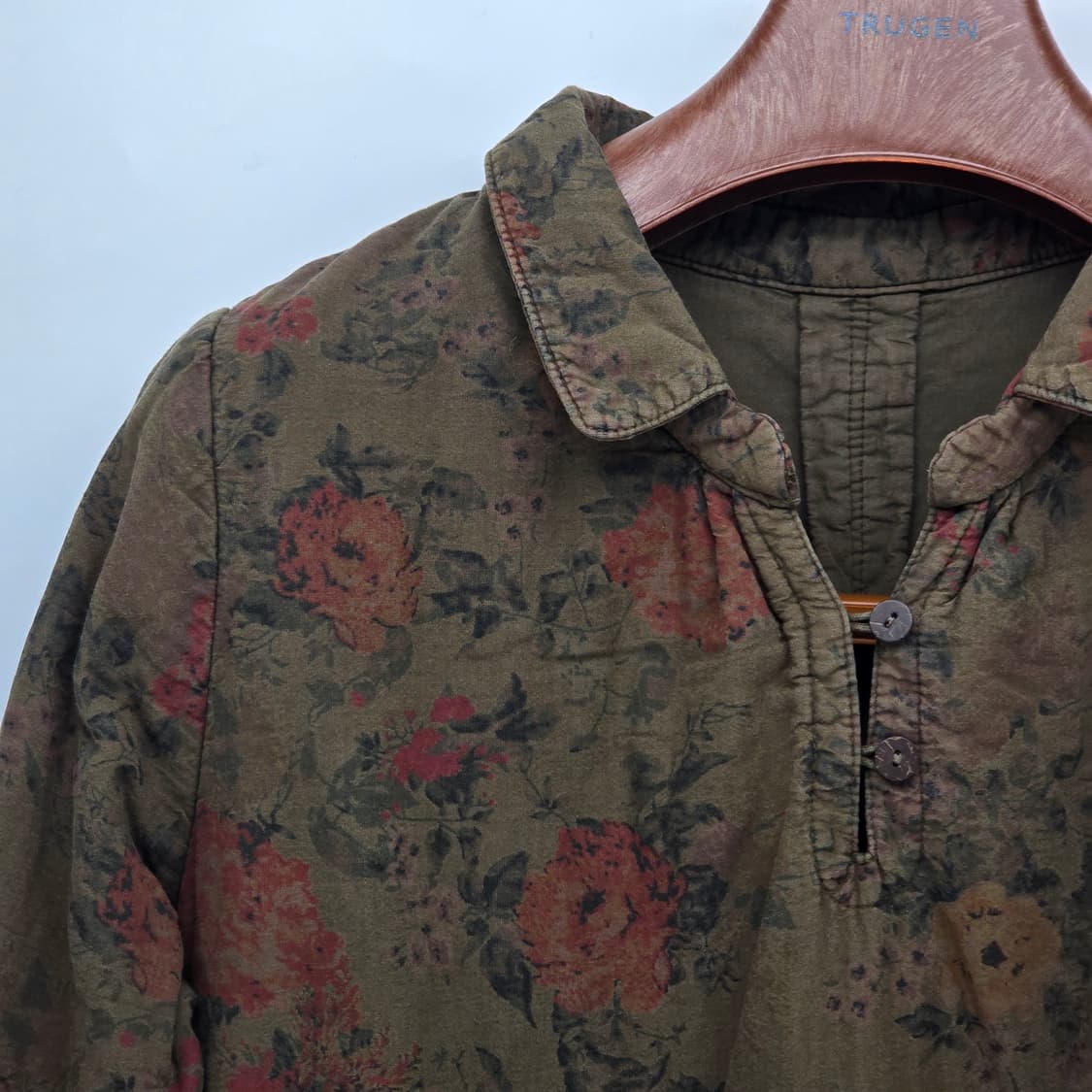 내추럴 빈티지 스타일 플라워 코튼 블라우스 상품이미지2