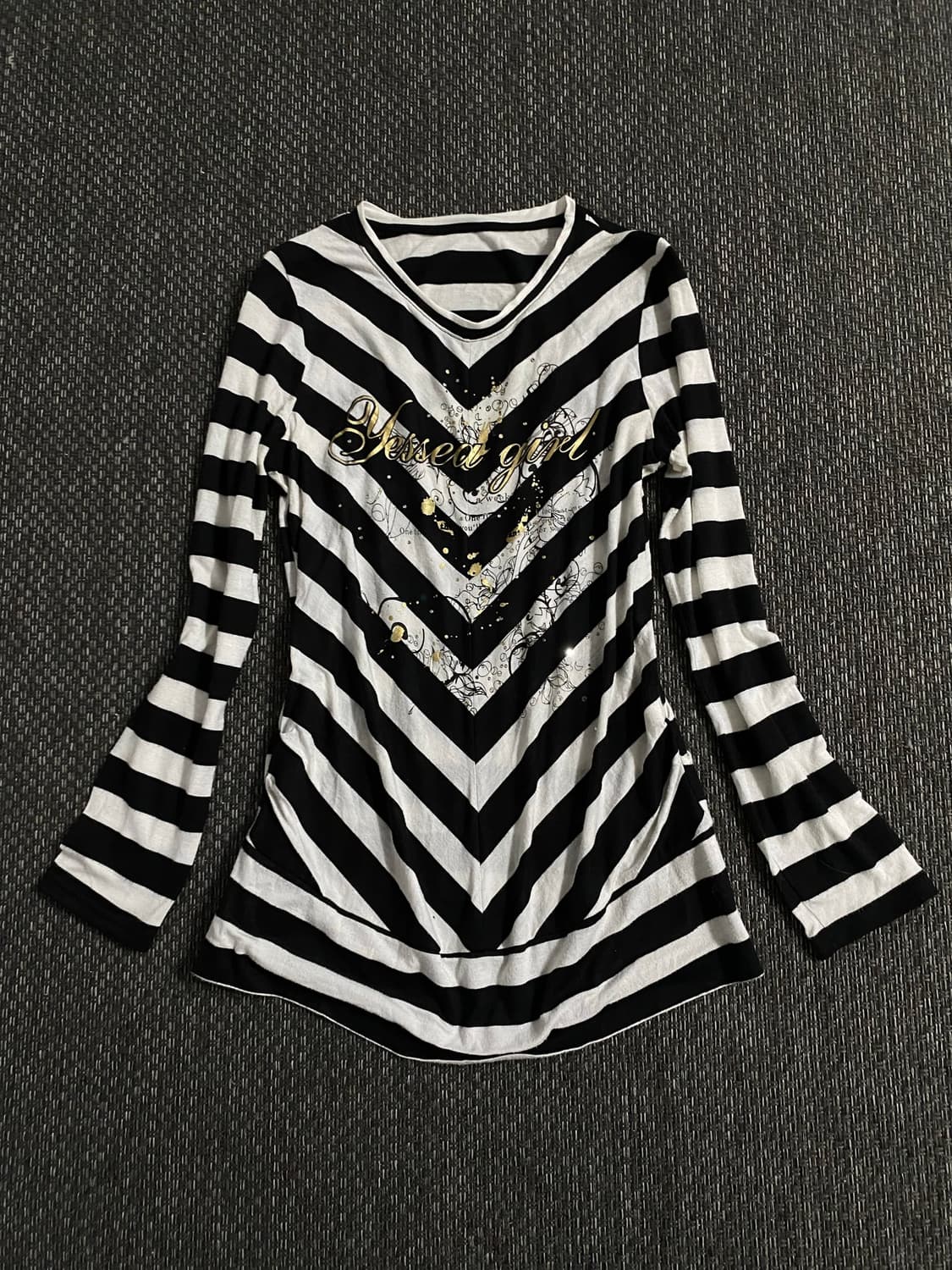 00’s Gothic Print Stripe Sleeve 상품이미지4