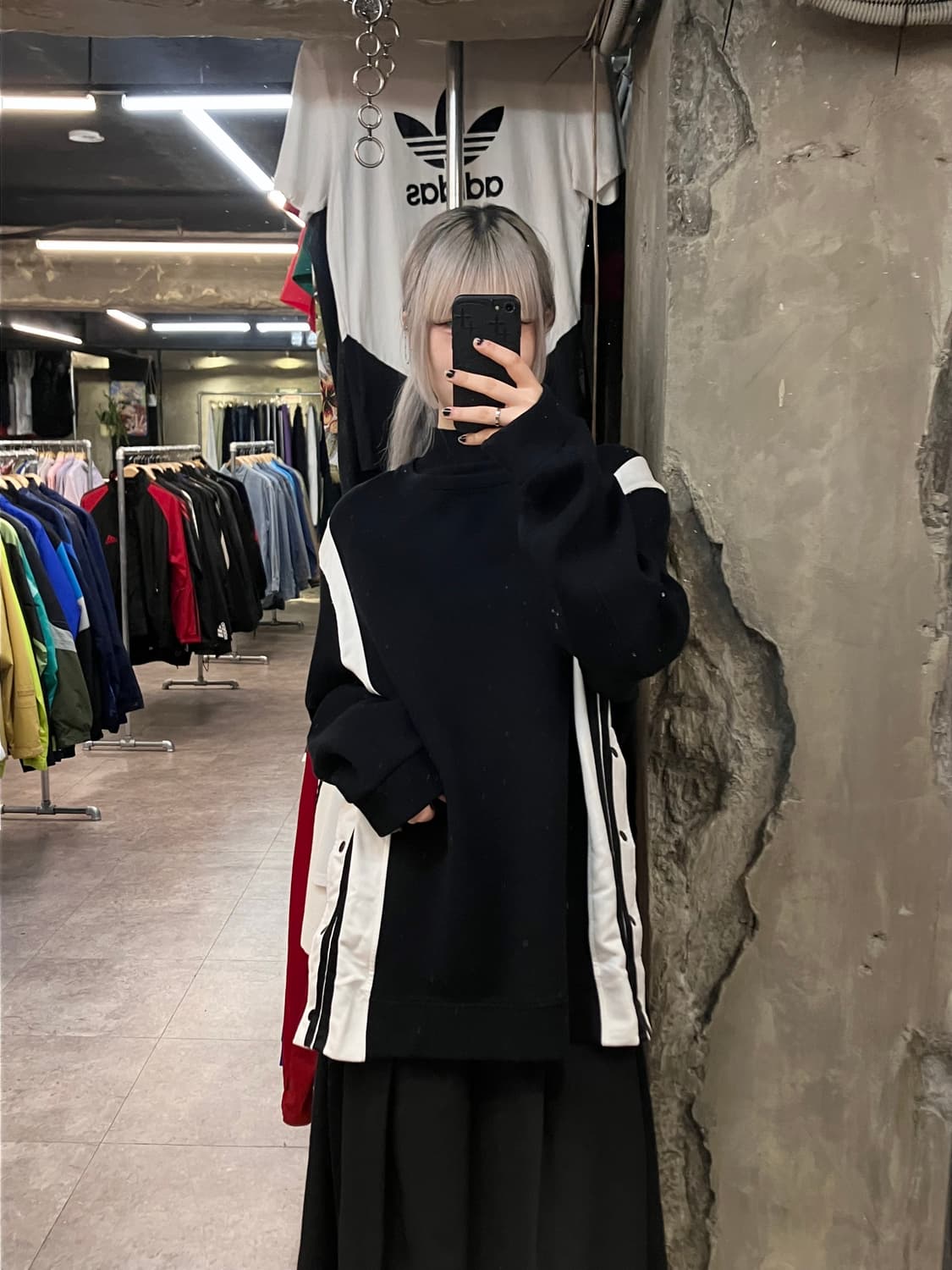 닐바렛 사이드버튼 맨투맨 블랙 XL #csz2715  상품이미지2