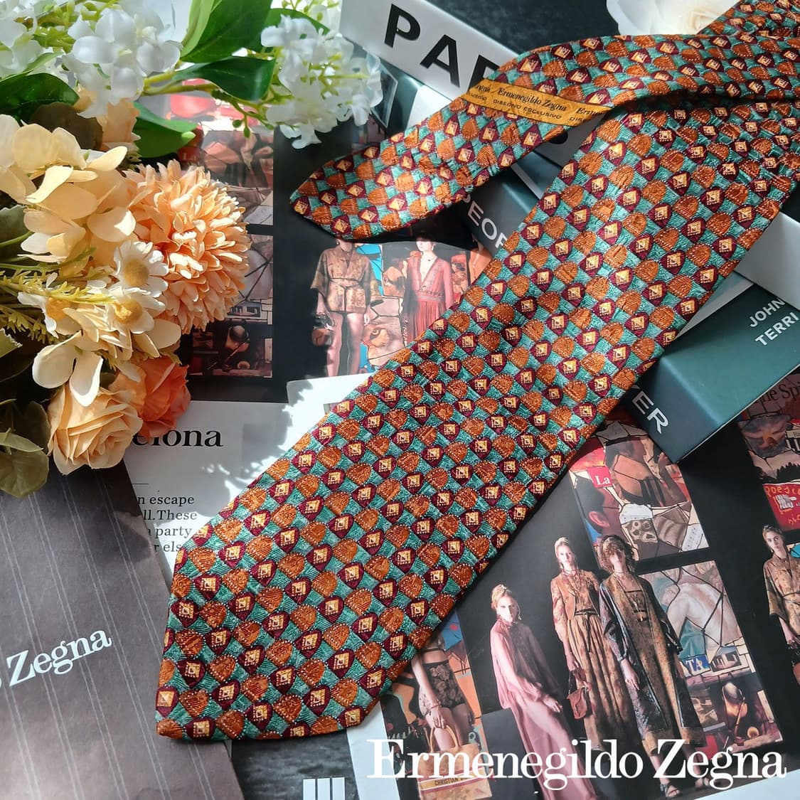 에르메네질도 제냐 실크 브라운 패턴 넥타이 9cm A+등급 E891
 상품이미지2