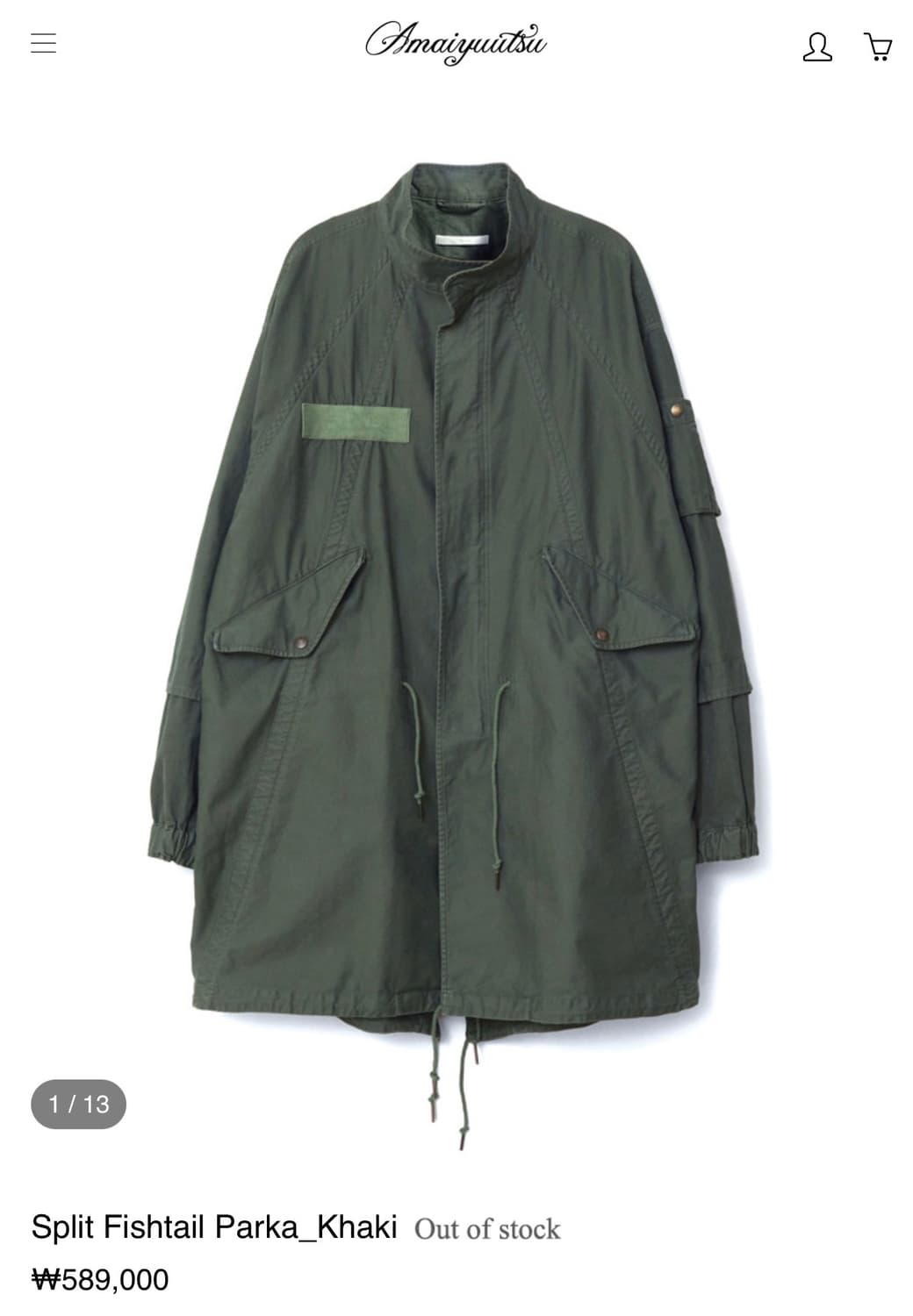 Amaiyuutsu Split Fishtail Parka_Khaki 상품이미지1