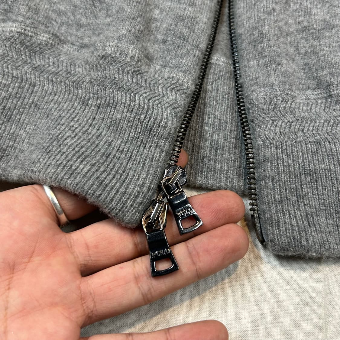 XXL) 폴로 랄프로렌 메리노울 니트 집업 그레이 2way지퍼 상품이미지6