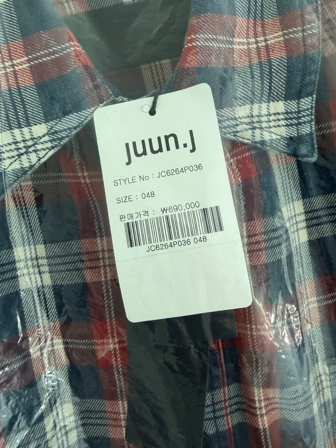 준지 26SS 아일랜드 레드 체크셔츠 48 새상품 상품이미지2