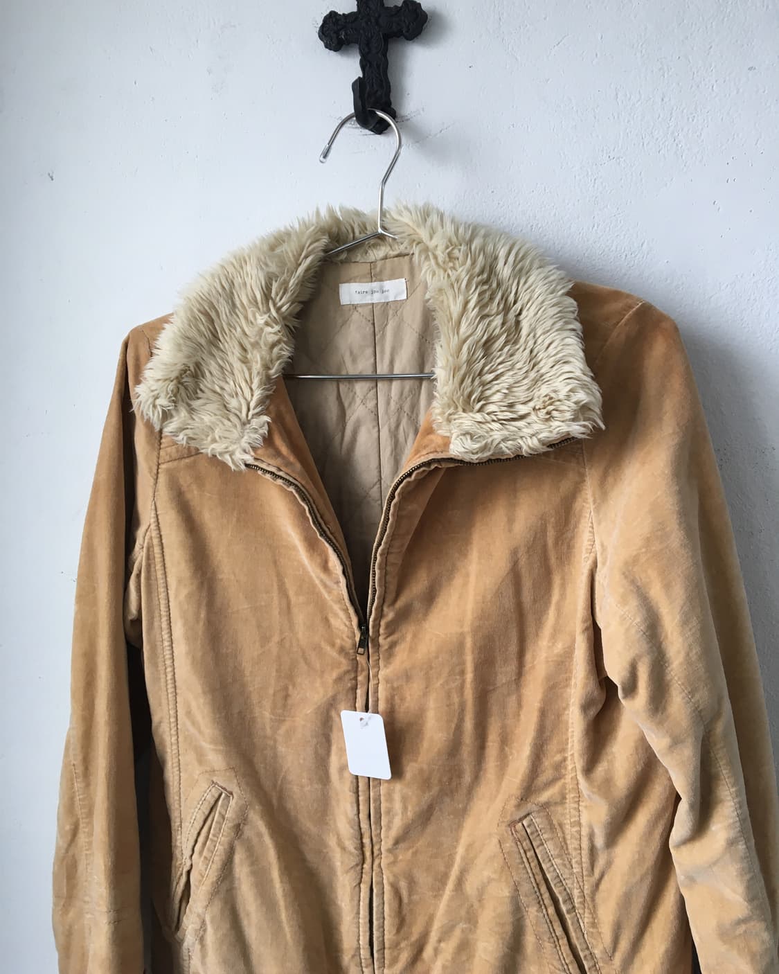 Fake fur collar high neck jacket 상품이미지4