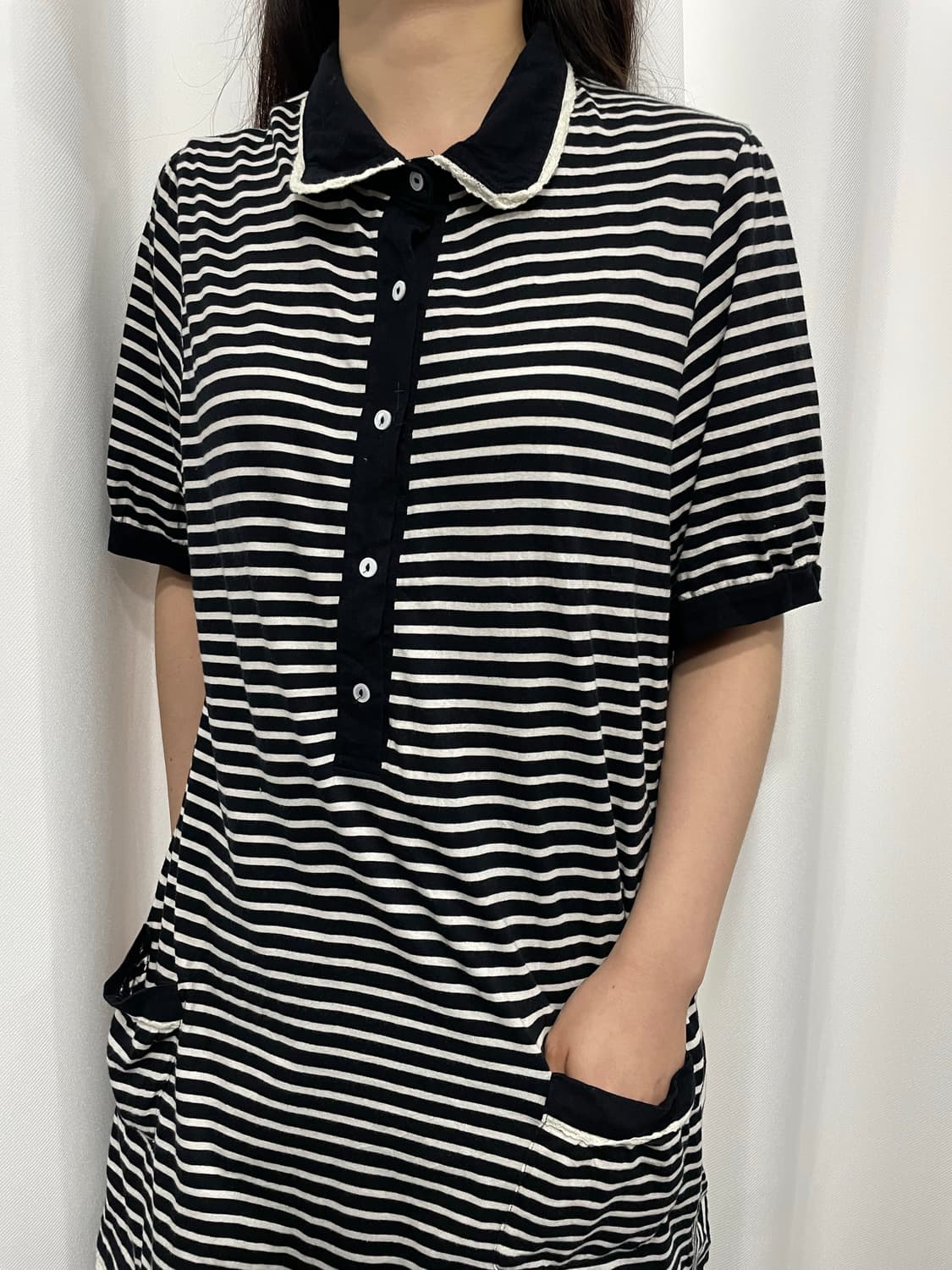 stripe lace pk top 상품이미지3