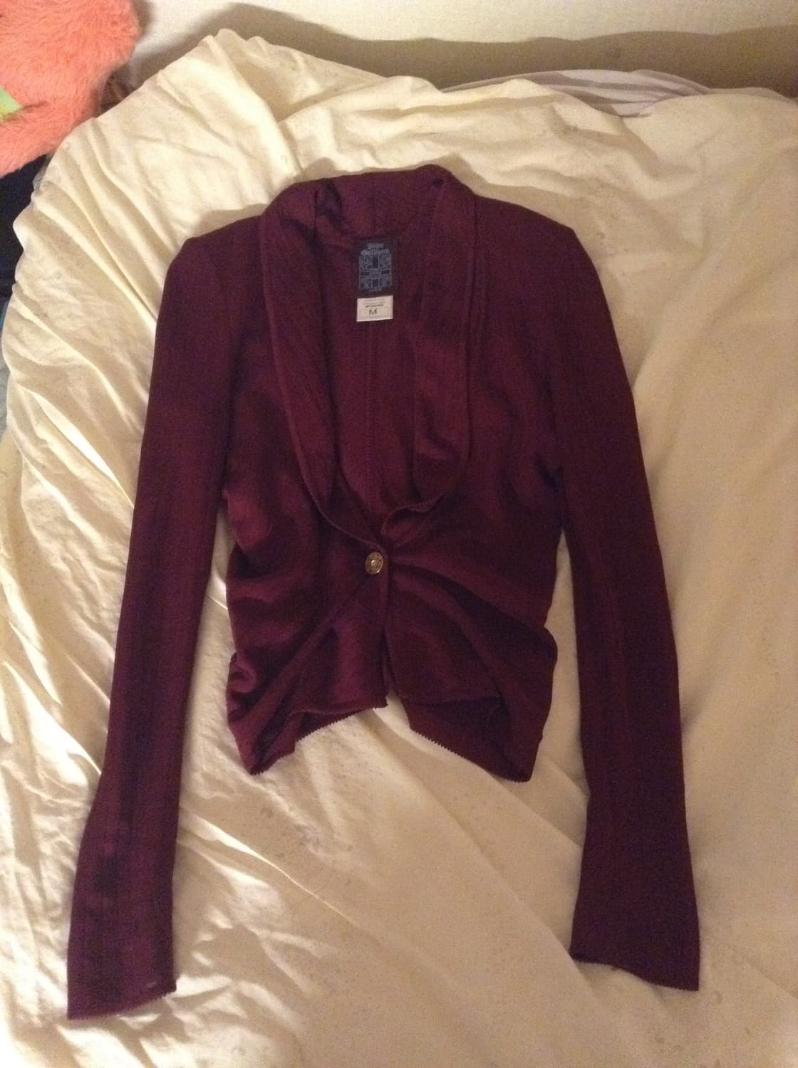 John Galliano burgundy ruched cardigan 상품이미지1