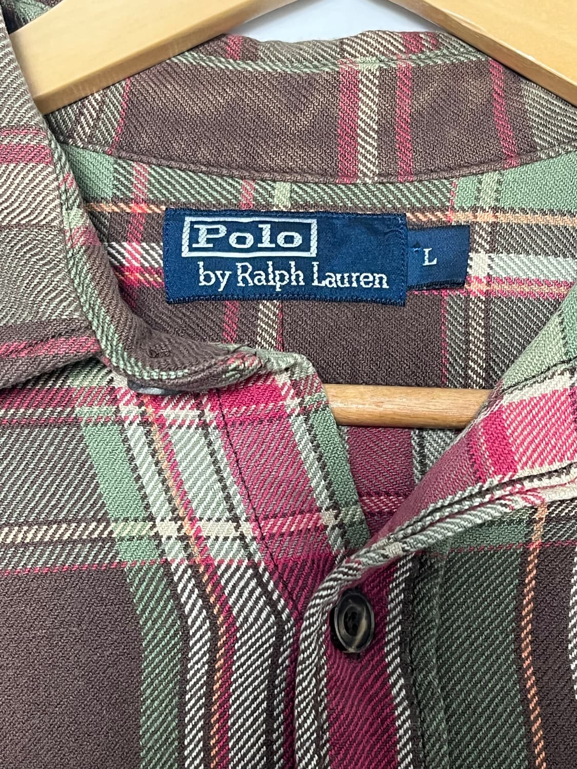 L/100) [희귀/두산정품] 폴로 플라넬 플래드 엘보 패치 셔츠 상품이미지3