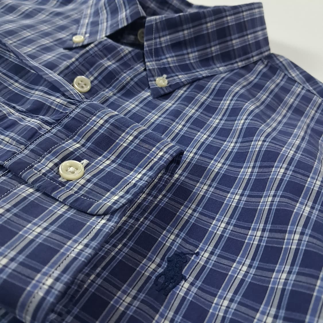CK281 L 폴로 커스텀핏 스몰타탄체크 네이비 셔츠 남방 상품이미지4