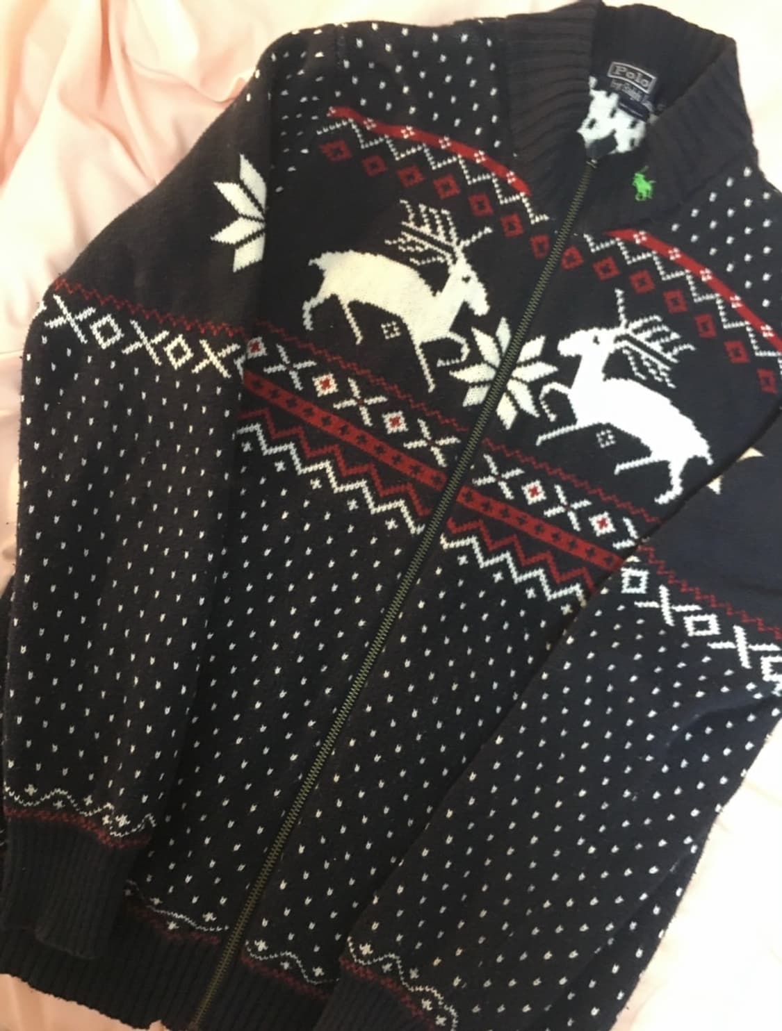 폴로 도트 노르딕 니트 집업 상품이미지1