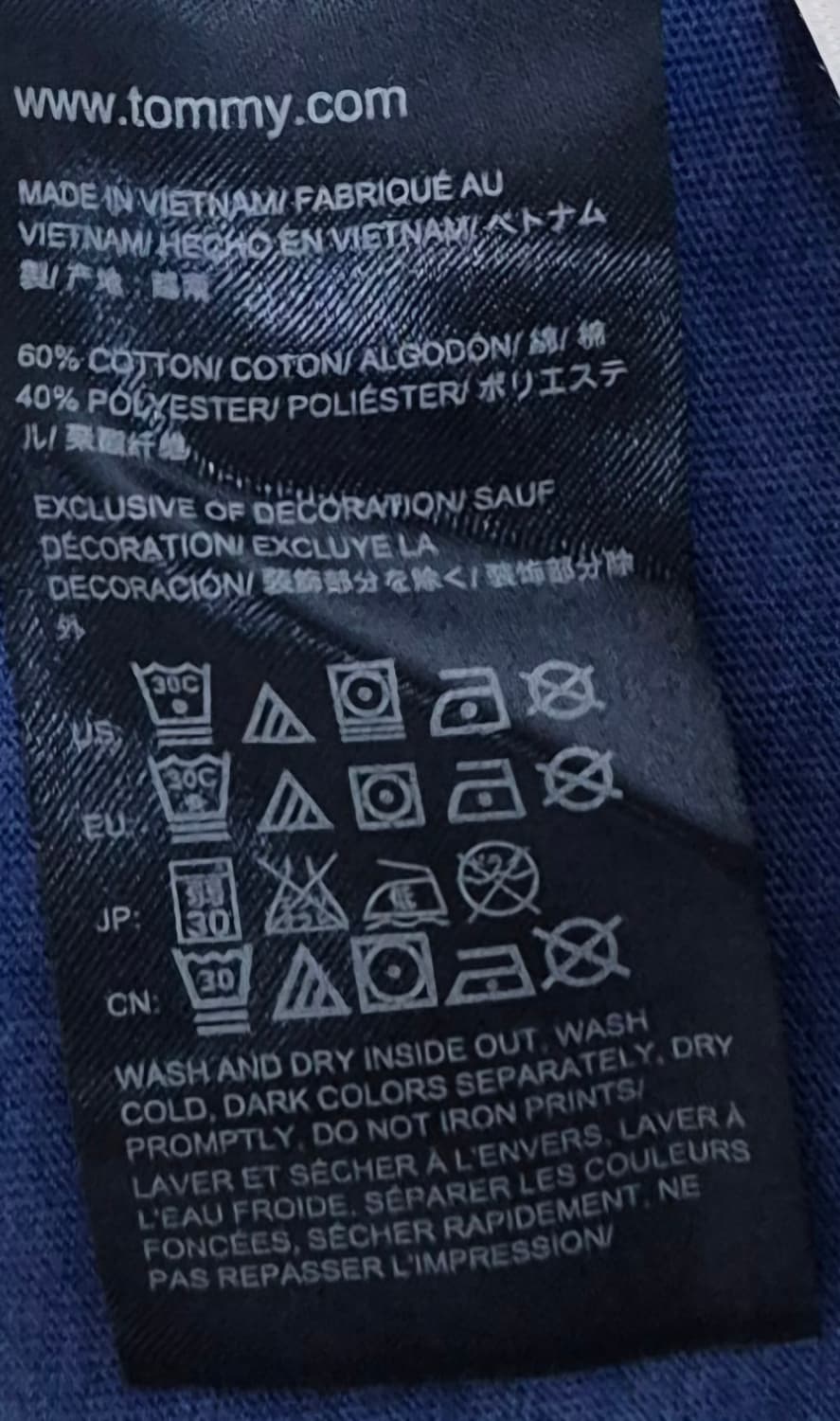 오버핏 S ) 타미힐피거 블루 브이넥 반팔티 상품이미지4