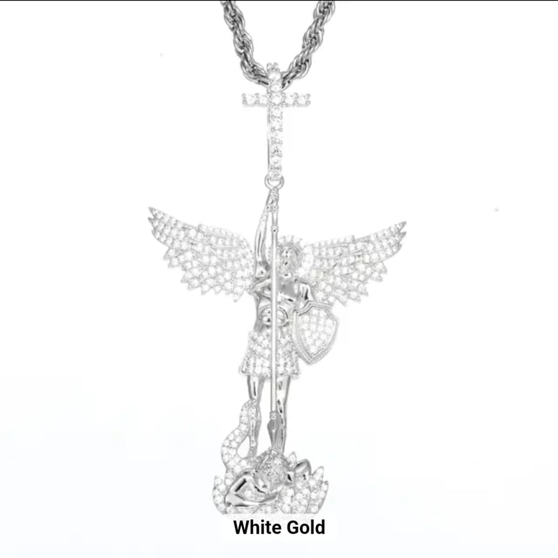 Oceanora 18K 골드 도금 모이사나이트 엔젤 크로스 펜던트 상품이미지8