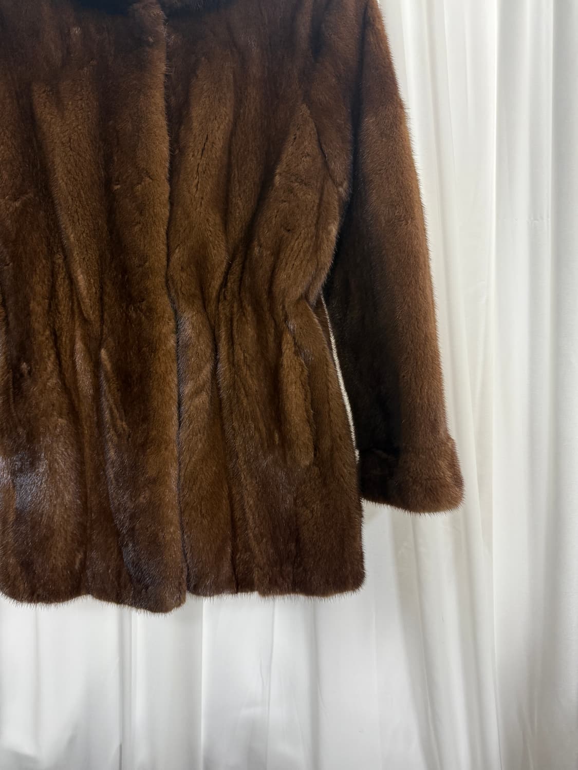 Hooded mink coat (brown) 상품이미지5