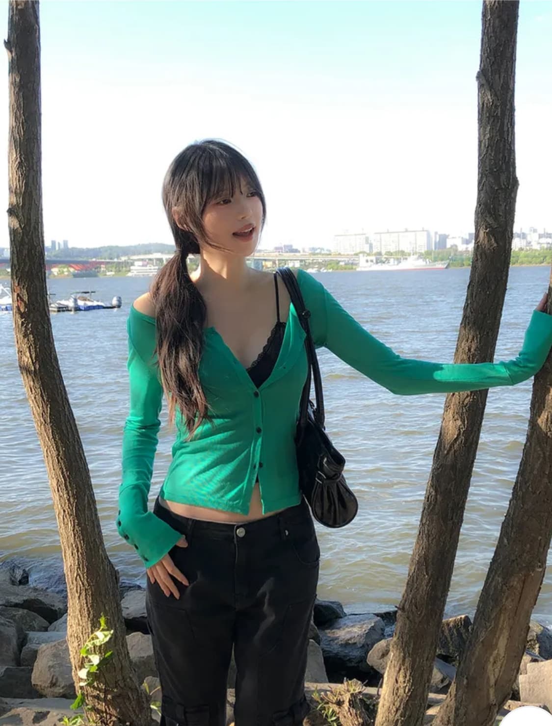반팔증정/풀하우스 송혜교st/당일배송) 유랜 브이넥 버튼 텐셀 가디건 상품이미지3