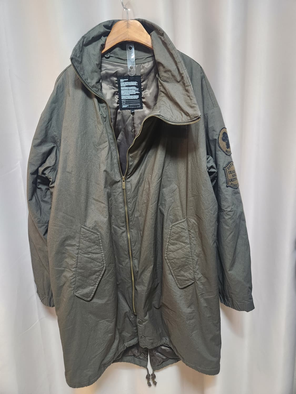 코데스 컴바인 카키색 야상 점퍼 스타일  롱 코트 상품이미지4