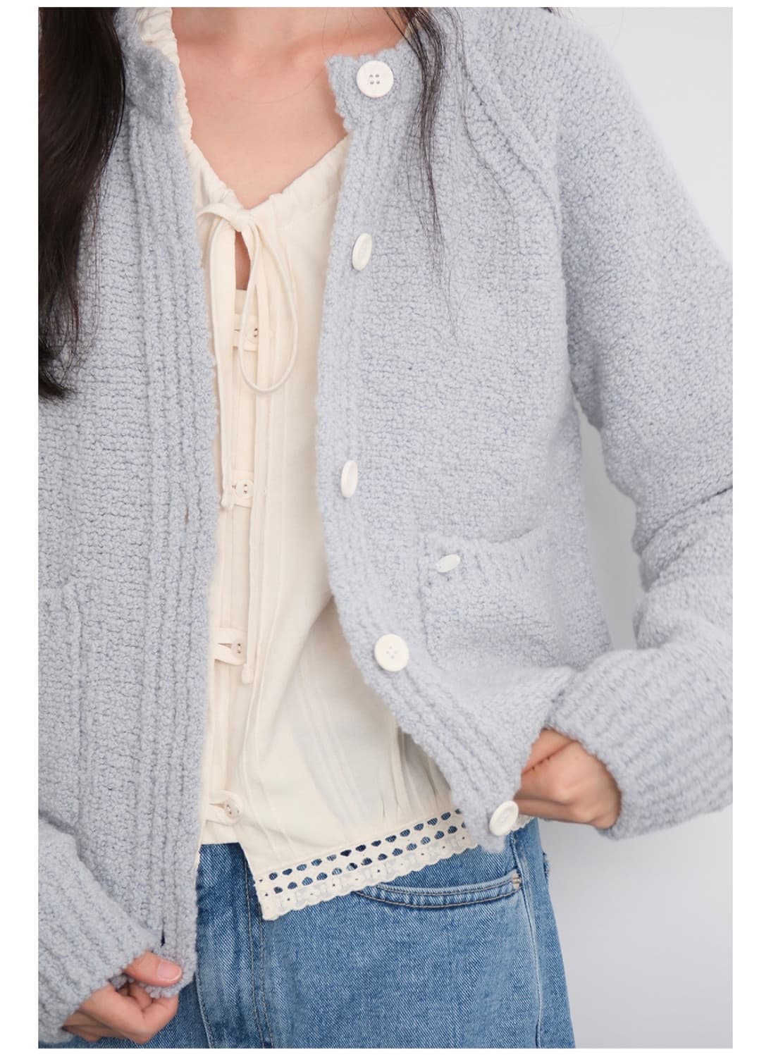 모의 가디건 블루 상품이미지2