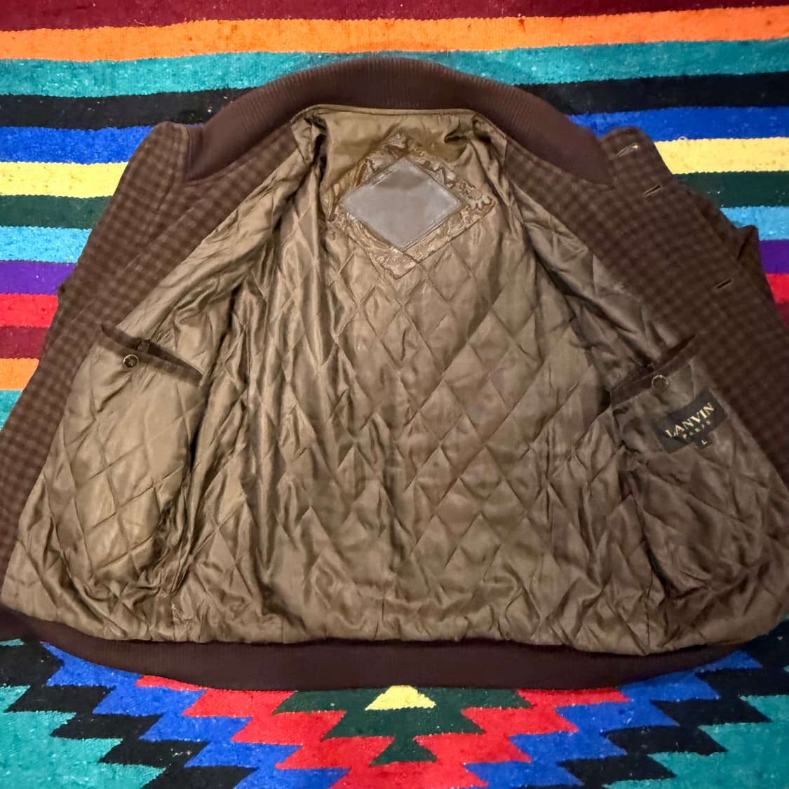 Lanvin paris 빈티지 울 해링본 체크 봄버 자켓 105-110 상품이미지5