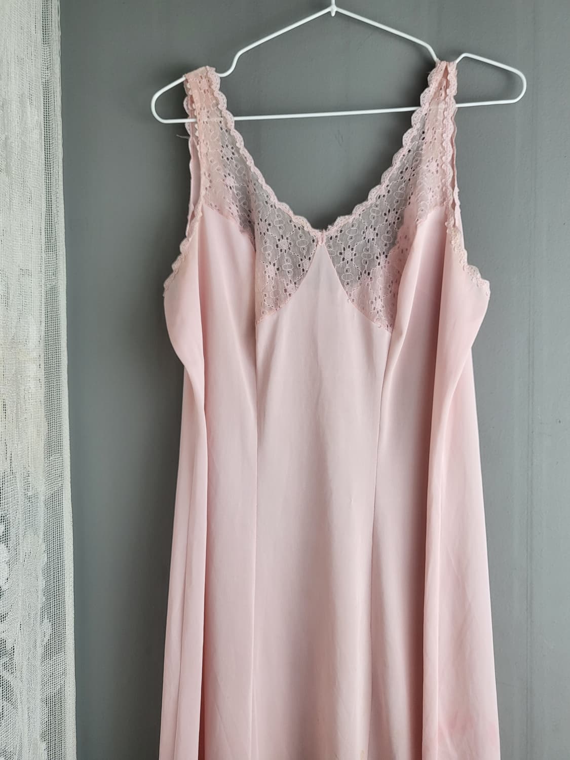 B급 빈티지 베이비핑크 레이스 슬립 드레스 상품이미지1