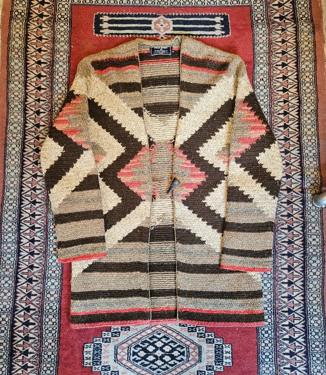 90s polo sport 네이티브 인디언 패턴 가디건 상품이미지1