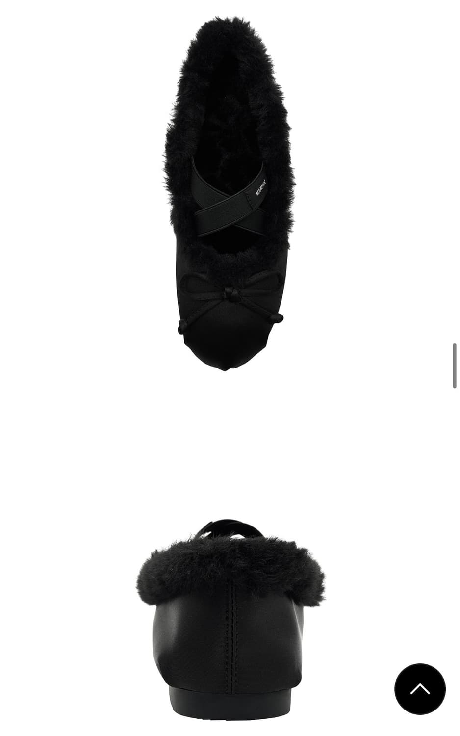 마리떼 크로스 밴딩 퍼 플랫 슈즈 블랙 상품이미지5