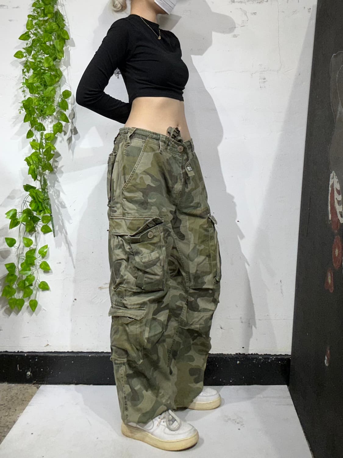 일본 빈티지 멀티 포켓 유틸리티 밀리터리 카모 카고 팬츠 와이드 바지 L 상품이미지1