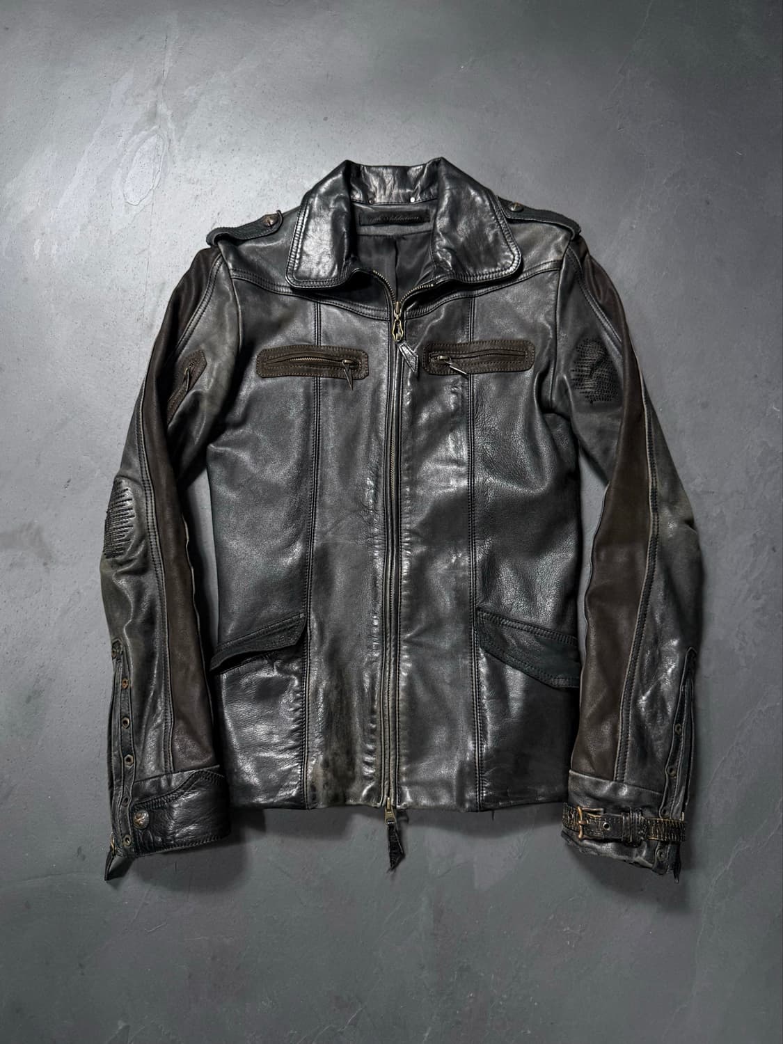 14th Addiction Distressed Leather Jacket 상품이미지1
