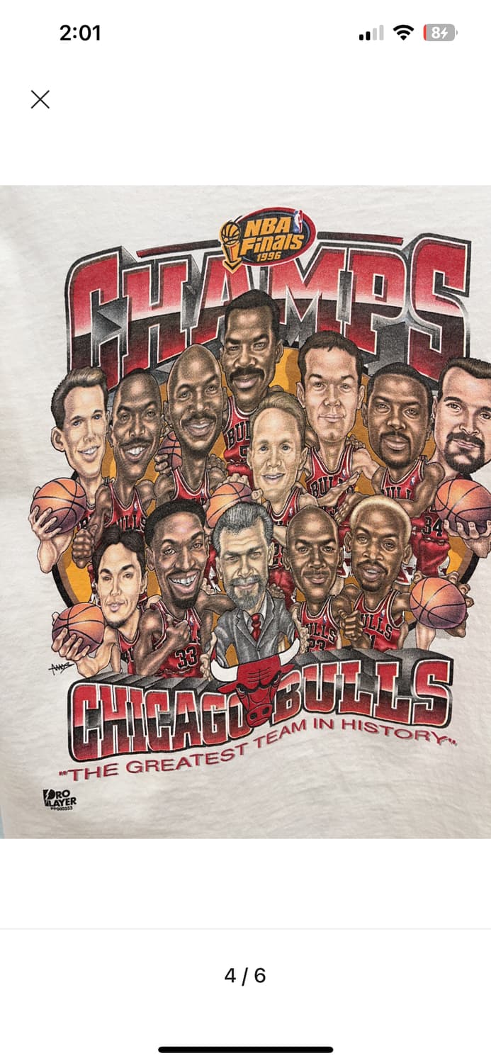 1996 Chicago Bulls Cream  T-Shirts 상품이미지2