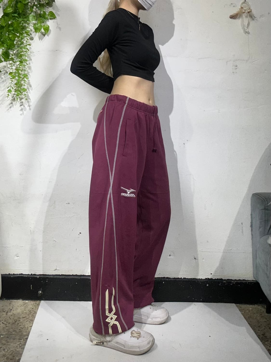 미즈노 버건디 사이드 라인 추리닝 바지 트레이닝 팬츠 L 상품이미지1