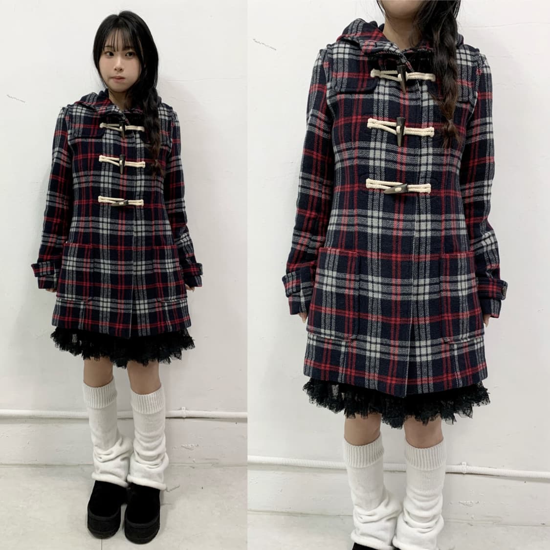 [ROYAL PARTY] 아무깔 범생이st 체크 떡볶이 코트 상품이미지1