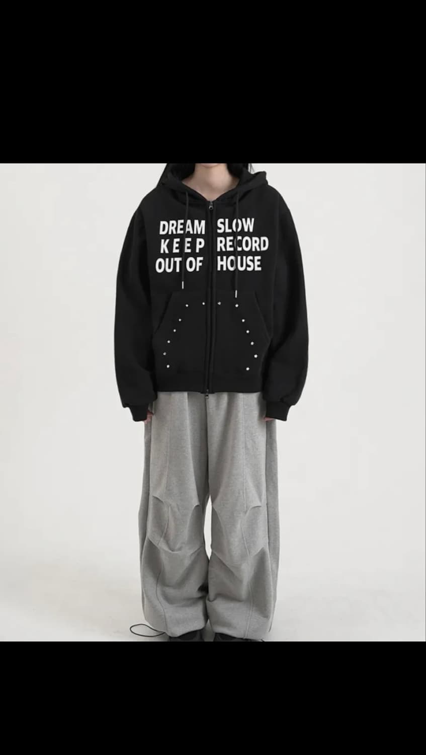 슬로오 레코드 하우스 후드집업 블랙 M 상품이미지1