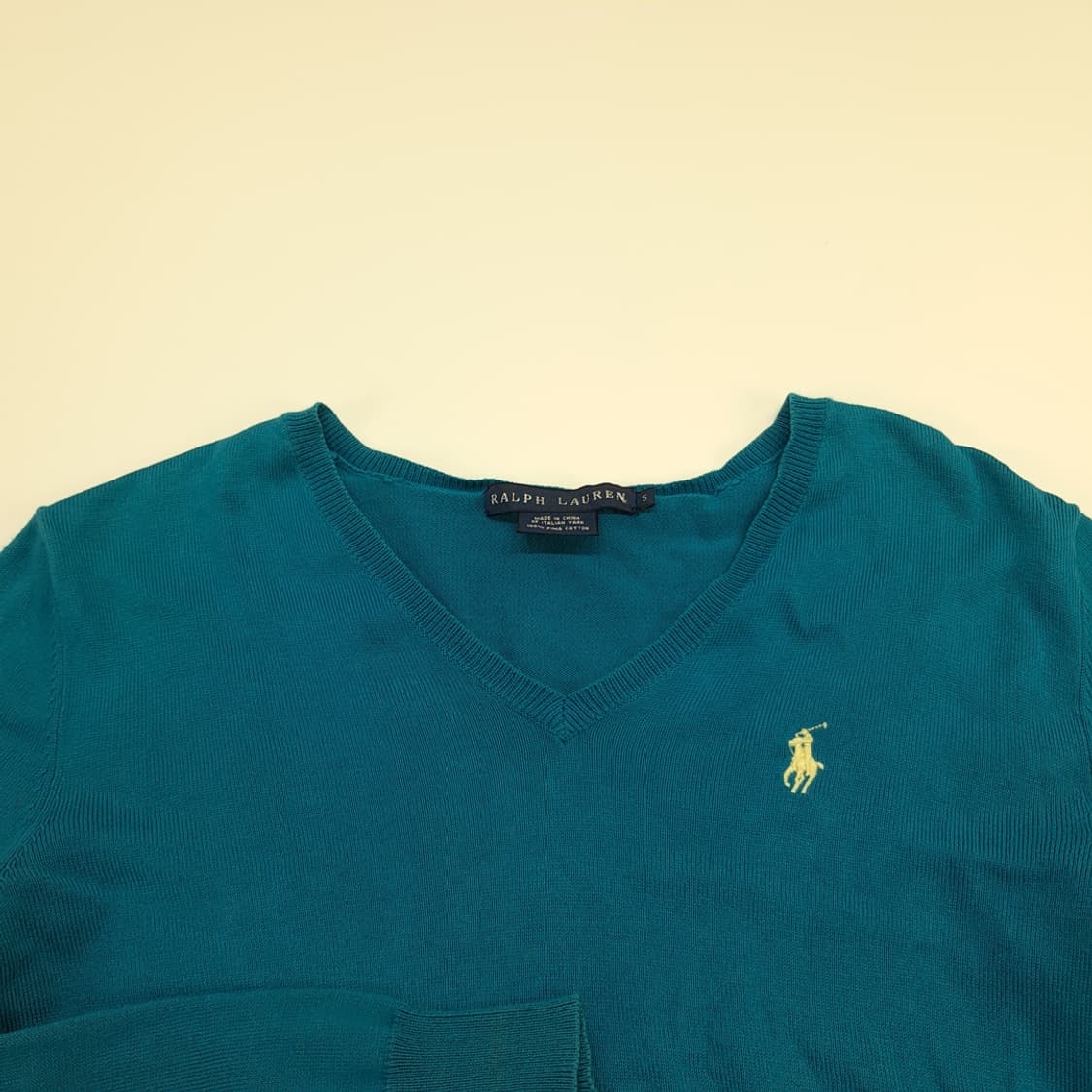 CN746W S 폴로 랄프로렌 블루그린 V넥 긴팔 니트 스웨터 상품이미지3