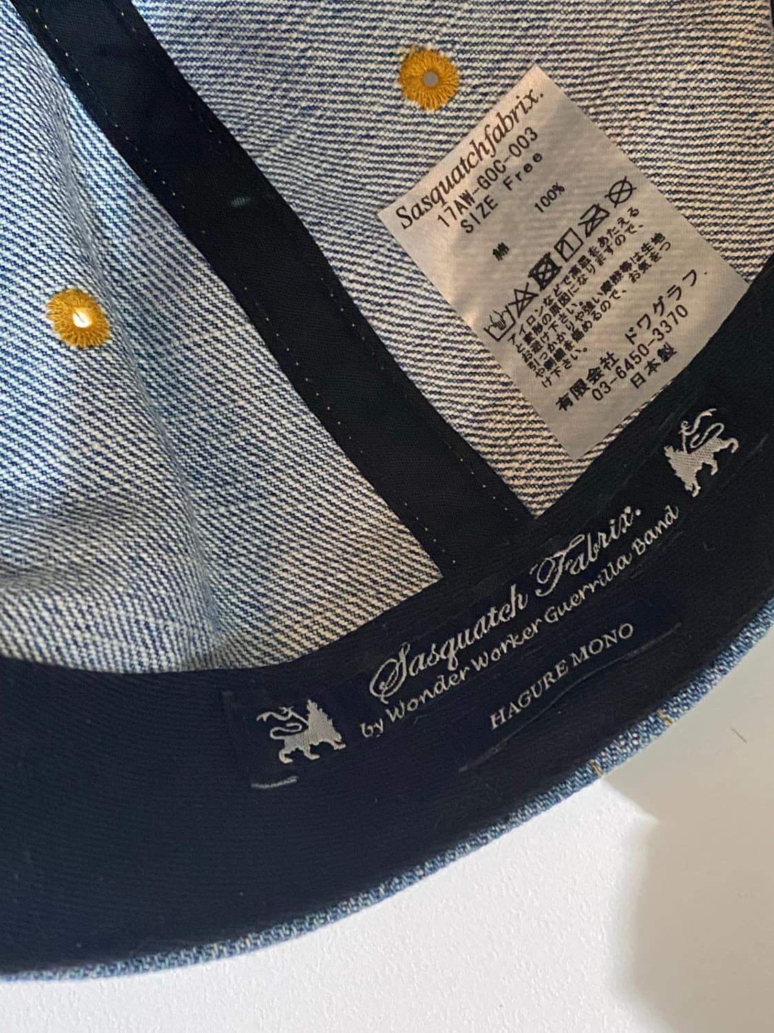사스콰치패브릭스 6패널 데님캡 상품이미지4