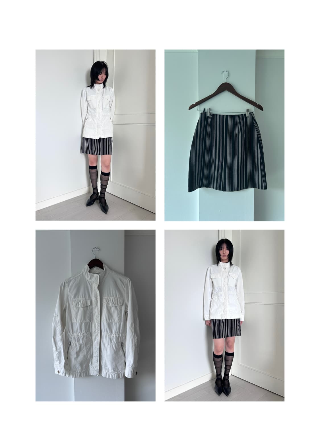 Black Stripe Mini Skirt /빈티지 미니 스커트 상품이미지1