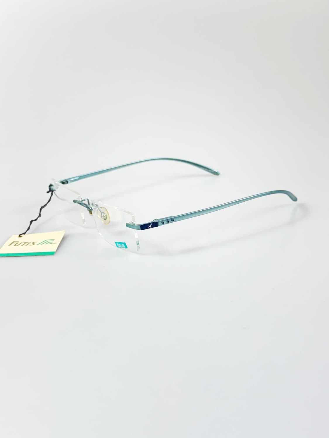 90s FUTIS 무테 스퀘어 블루 메탈 빈티지 안경 상품이미지3