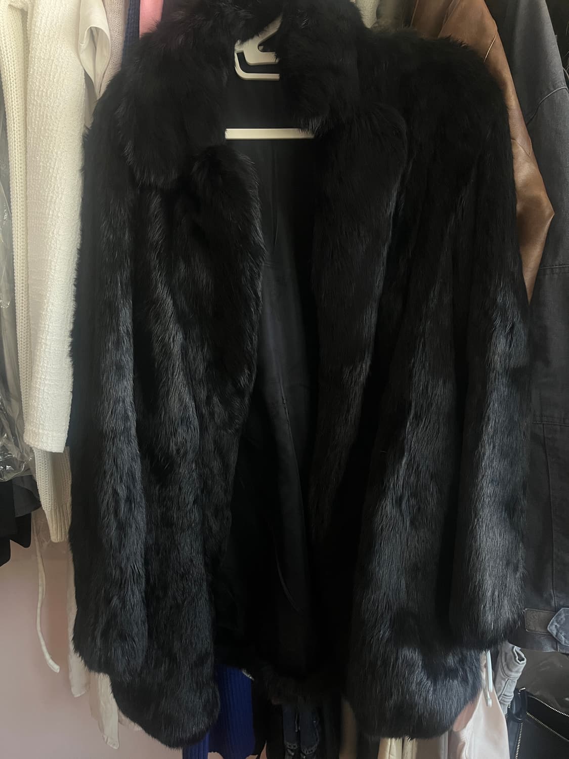 검정 블랙 퍼 점퍼 코트 자켓 상품이미지1