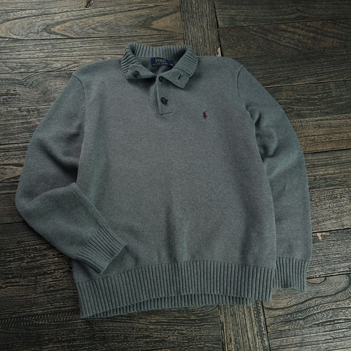 [폴로 랄프로렌] 포니 로고 자수 버튼넥 니트 M18627 상품이미지1