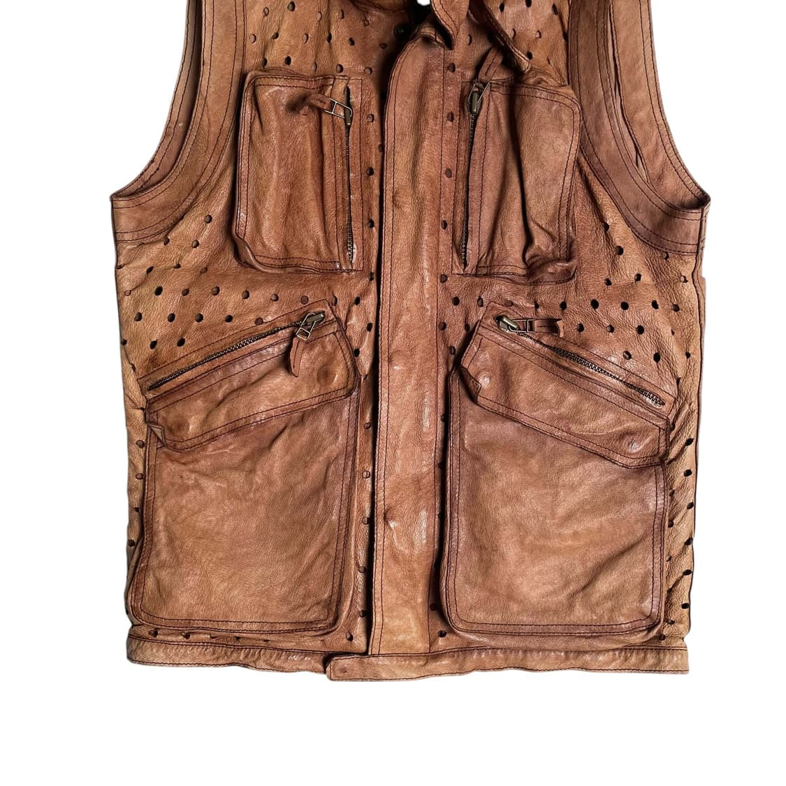 Christian peau 피그스킨 펀칭 레더 베스트 상품이미지3