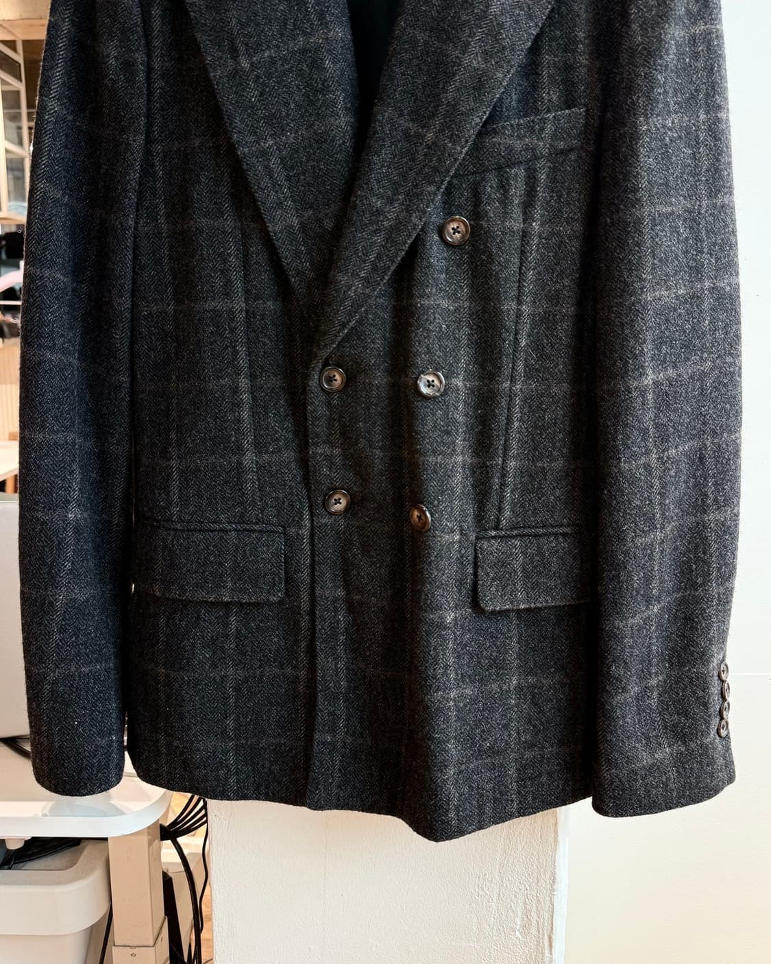 돌체앤가바나 차콜 체크 더블 브레스티드 블레이저 자켓  상품이미지6