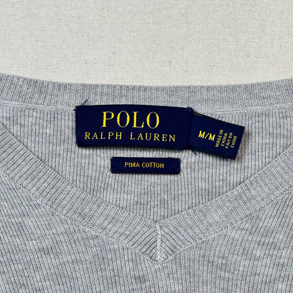 M) 폴로 랄프로렌 피마코튼 그레이 브이넥 니트 상품이미지6