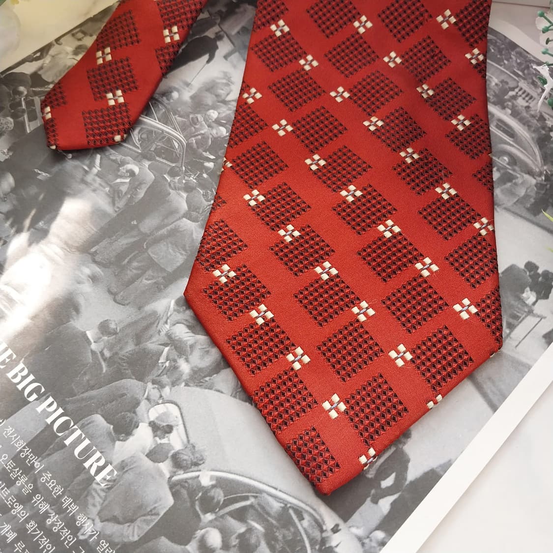 NINO CERRUTI 세루티 실크 와인레드 자카드 넥타이 9.8cm A 상품이미지5