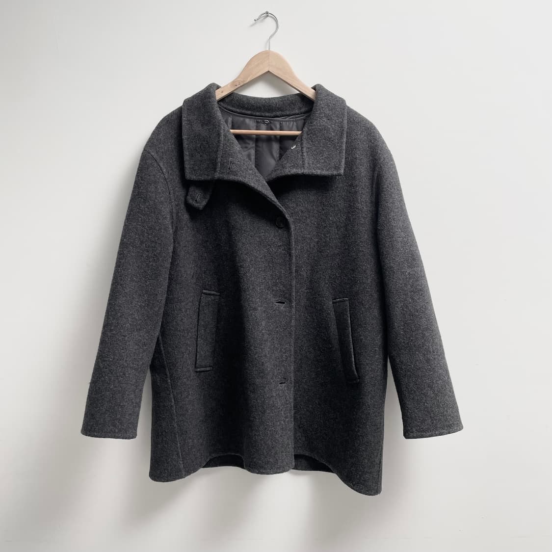 [에드모어] 헤이즈 부클 울 하이넥 핸드메이드코트 하프코트 하객룩 상품이미지8