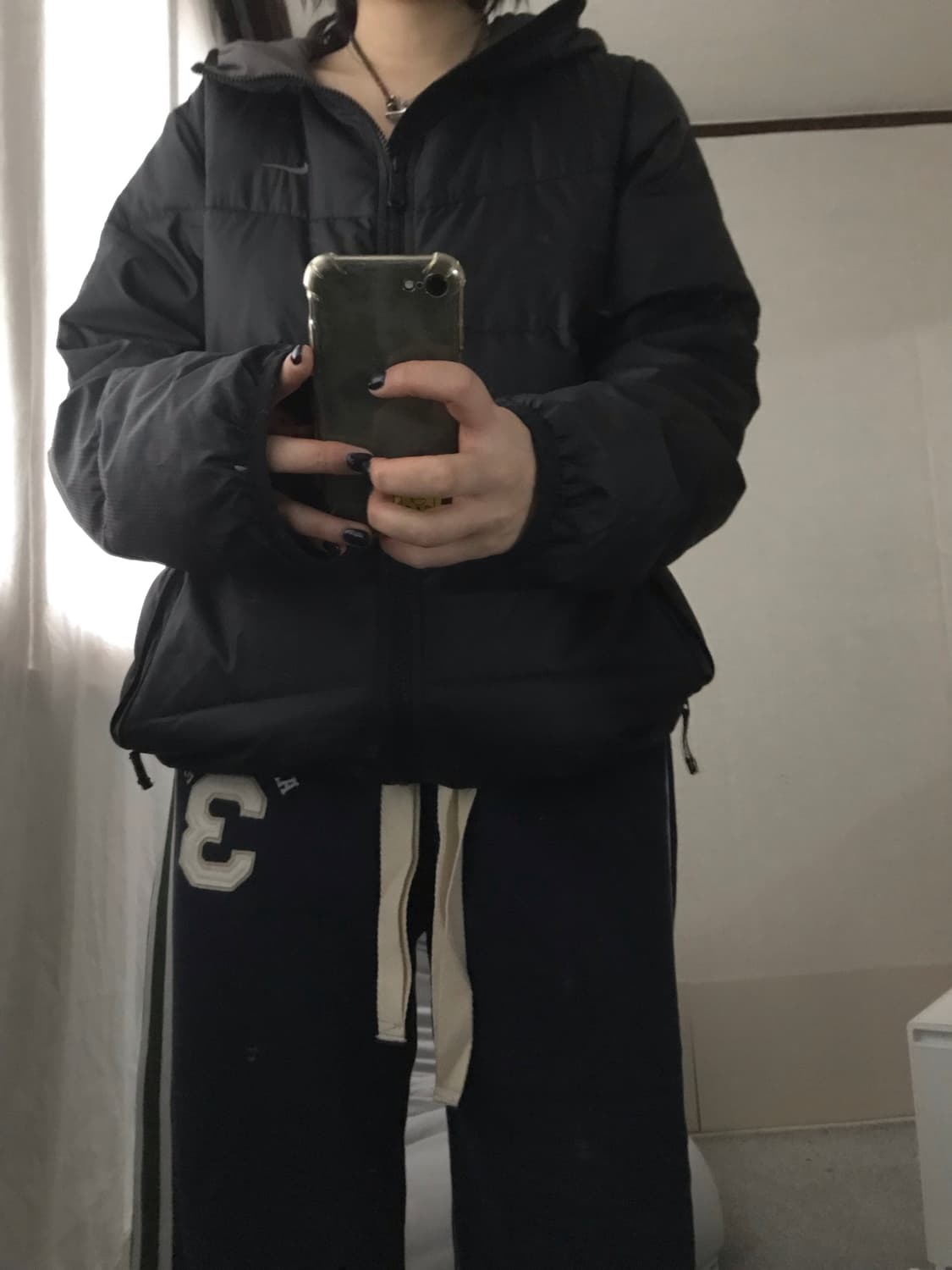 나이키 블랙 투웨이 후드 패딩 상품이미지5