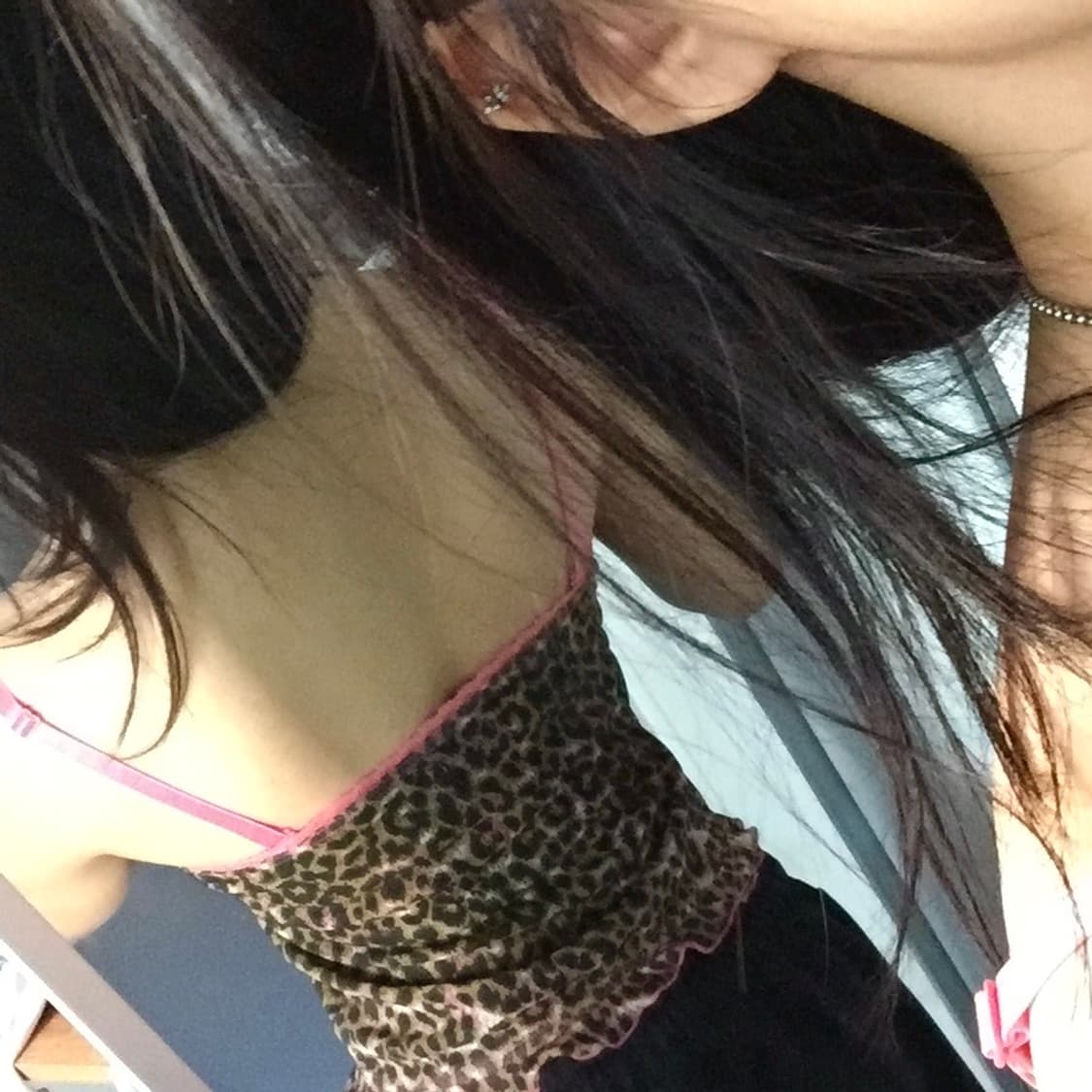 Indio 레오파드 갸루 핑크 레이스 슬리브리스 상품이미지3