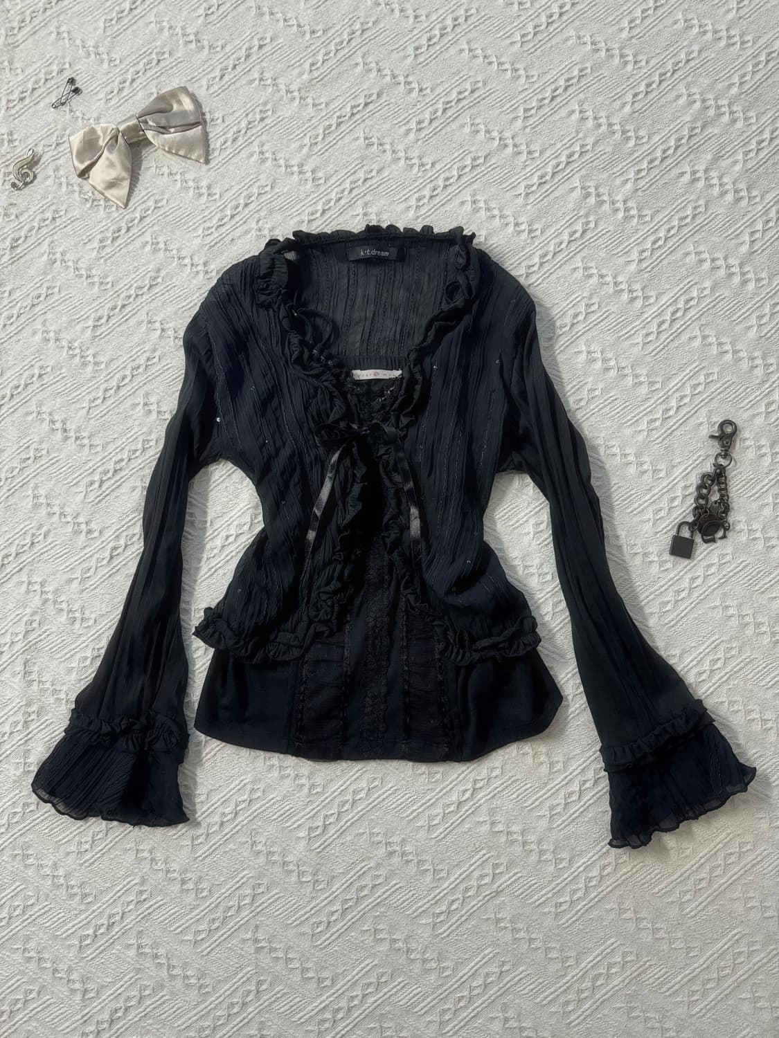 스팽글 가디건 레이스 슬리브리스 2pcs SET 상품이미지1