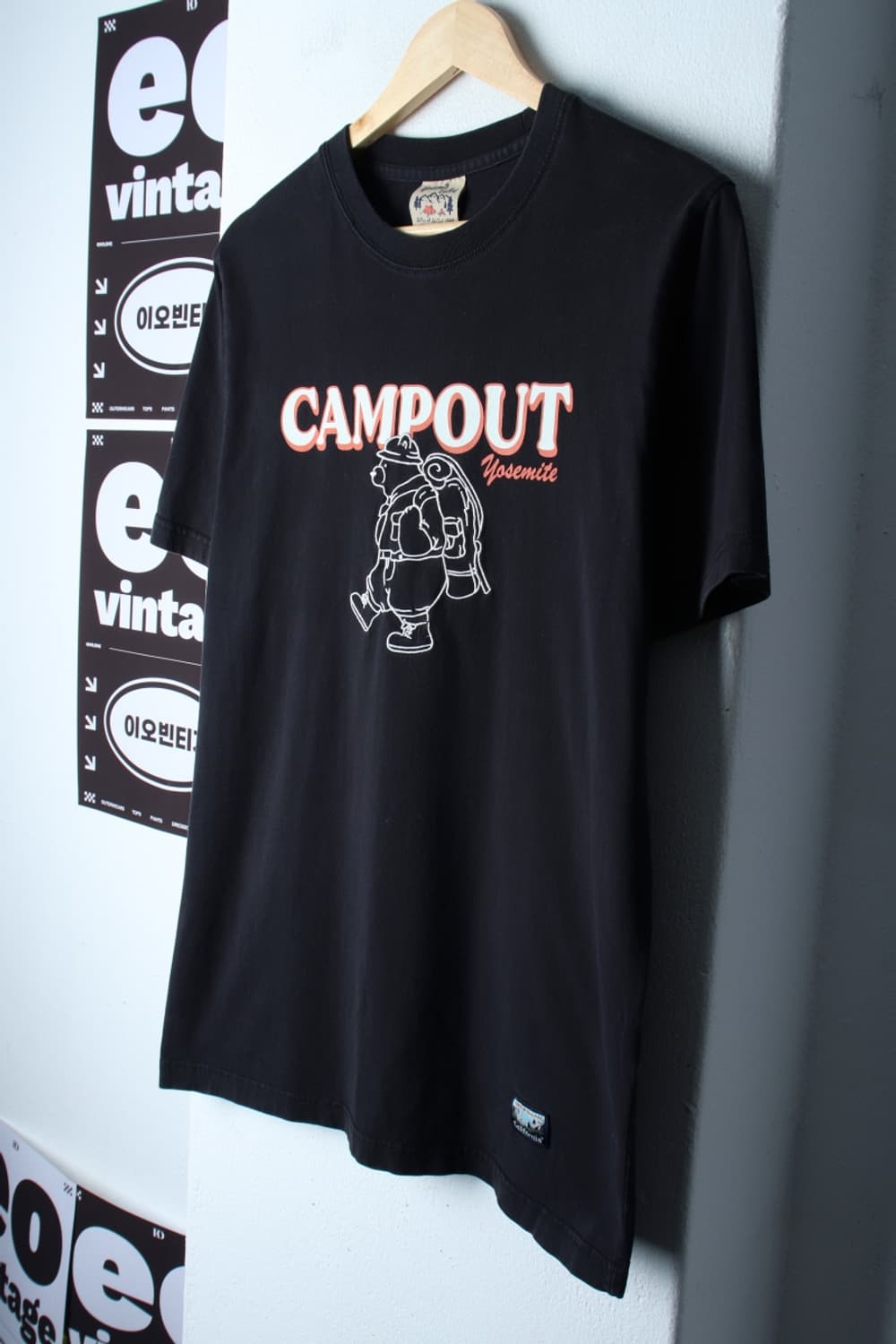 (L-XL) 후아유 반팔 티셔츠 캠핑 블랙 아메카지-H32159 상품이미지1