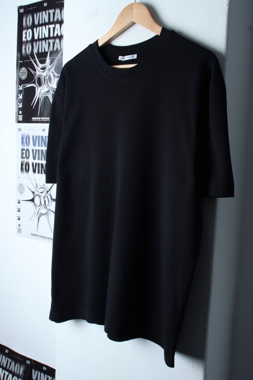 (2XL) 자라 반팔 티셔츠 무지 블랙 헤비 기본-H31819 상품이미지1