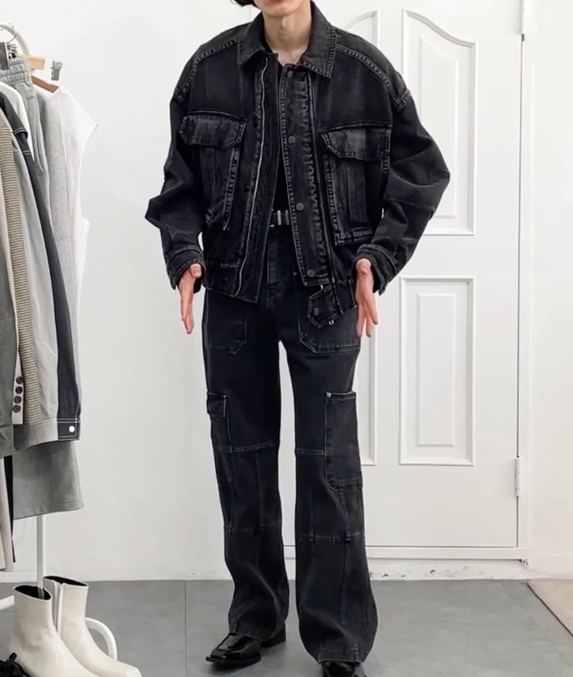 데님자켓 디앤에스알 디앤써 블랙 밀키 데님 트러커 상품이미지1